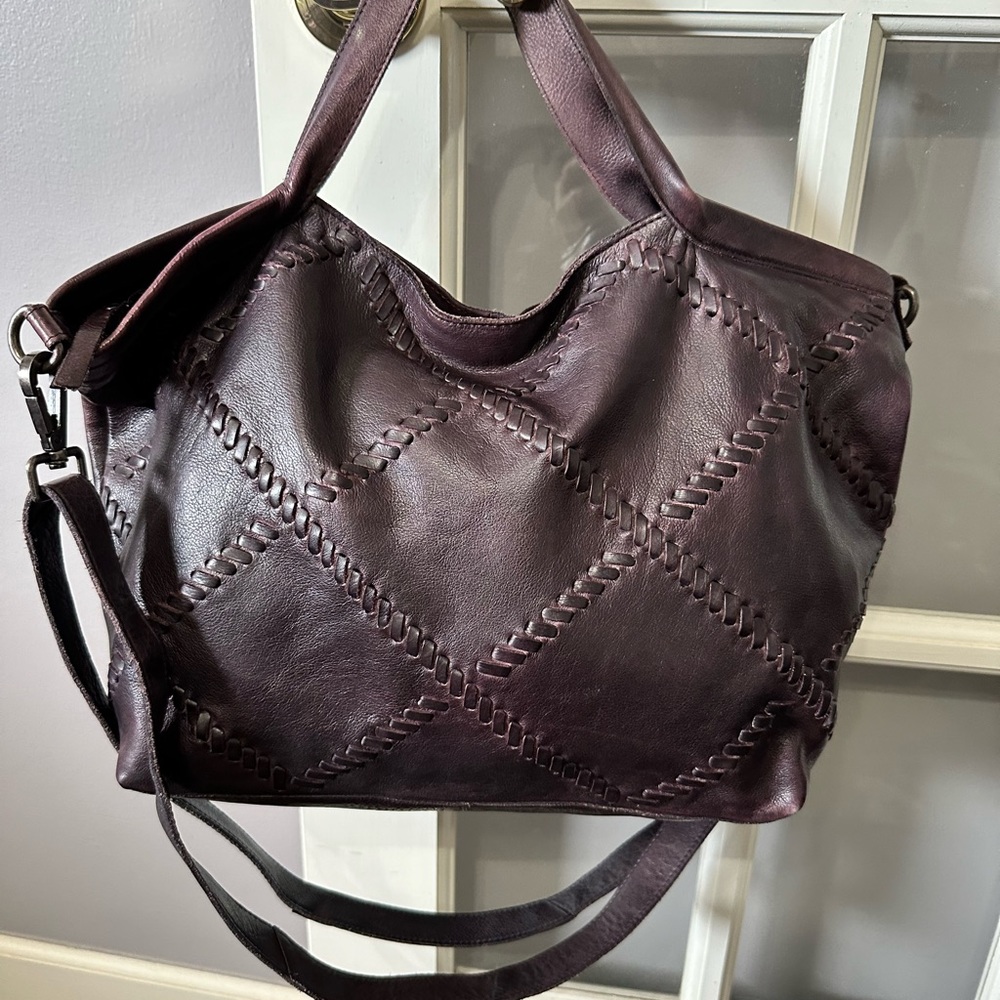Latico leather Van tote in eggplant